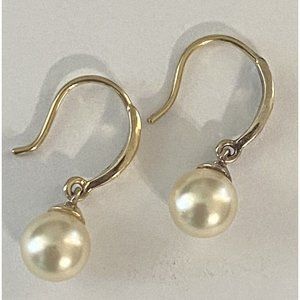 GOLD Plated STERLING SILVER 925 Faux PEARL Drop Earrings